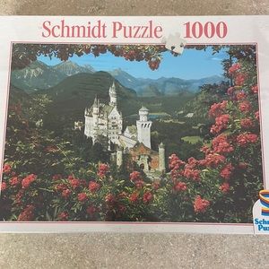 NEW Sealed Schmidt Puzzle 1000 Piece Neuschwanstein Castle Germany Floral